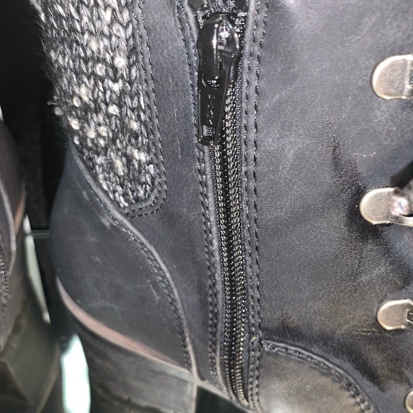 BareTraps Chunky Heeled Winter Heeled Work Boots Sz 9 Women’s Black Faux Leather - Picture 3 of 9